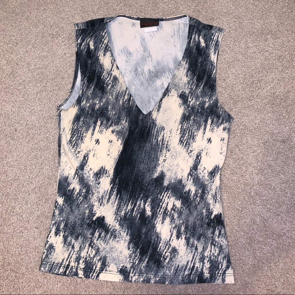 Super soft, suede like cream and blue top